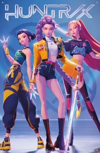 Netflix KPop Demon Hunters (2025) - ملصق حائط لمجموعة Huntrix Hero مع دبابيس دفع، 34 طول × 22.4 عرض، حزمة ملصق ودبابيس دفع in Kuwait