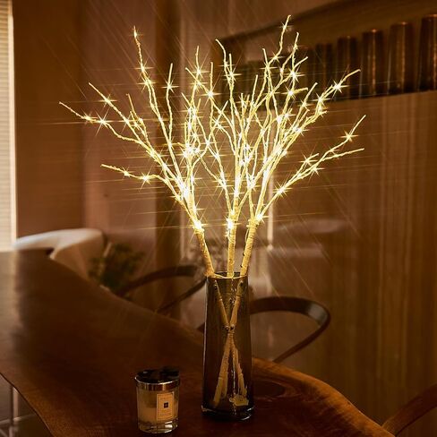 Birchlitland Lighted Branches for Vase 32in Tall 150 LED Plug in, Brown Artificial Willow Lights with Timer Home Christmas Party Mantle Decor in Saudi Arabia