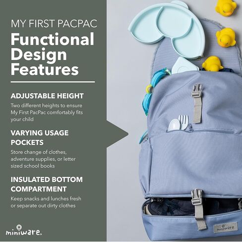 Miniware Kai the Shark My First Pac Pac - حقيبة ظهر 2 في 1 وحقيبة غداء - حقيبة ظهر معزولة للأطفال مع حقيبة غداء مرفقة - متينة وقابلة للتعديل ومريحة للأعمار من 3 سنوات فما فوق in Kuwait