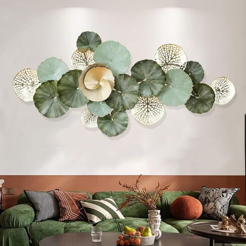 Brogana Large Wall Decor, 3D Handmade Metal Wall Art, Boho Lotus Leaf Metal Wall Decoration, Nautical Coastal Wall Decor, for Living Room Kitchen Office Yoga Room in Saudi Arabia