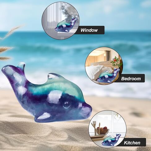 Hguxmcu Rainbow Fluorite Crystal Dolphin Carving Hand Carved,1.8 Inch Dolphin Figurine Polished Gemstone Animal Sculpture Healing Stone Meditation Decor Gift Collection in Kuwait