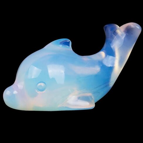 Hguxmcu Rainbow Fluorite Crystal Dolphin Carving Hand Carved,1.8 Inch Dolphin Figurine Polished Gemstone Animal Sculpture Healing Stone Meditation Decor Gift Collection in Kuwait