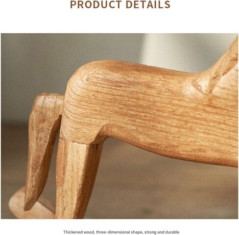 Kajoeiae يتأرجح حصان خشبي هزاز خمر منحوت الحصان تمثال الجدول أعلى ديكور عطلة زخرفة عيد الميلاد تمثال لديكور المنزل (بني، 19 سم * 6.5 سم * 16 سم) in Kuwait