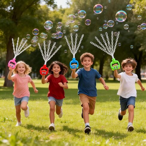 SHCKE Bubble Wands for Kids ، 4 PCS 5 Claw Smiley Bubble Sticks ، يخلق عددًا كبيرًا من الفقاعات للأطفال ولعب الفقاعات لأولاد وفتيات من 3 إلى 8 سنوات ، حفلة عيد ميلاد في الهواء الطلق الصيفية in Saudi Arabia