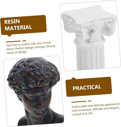 1Set Mini David Statue Resin Sculpture Classic Roman Bust Figurine for Home Decor Desktop Ornament Dining Room Table Decor Greek David Sculpture in Saudi Arabia
