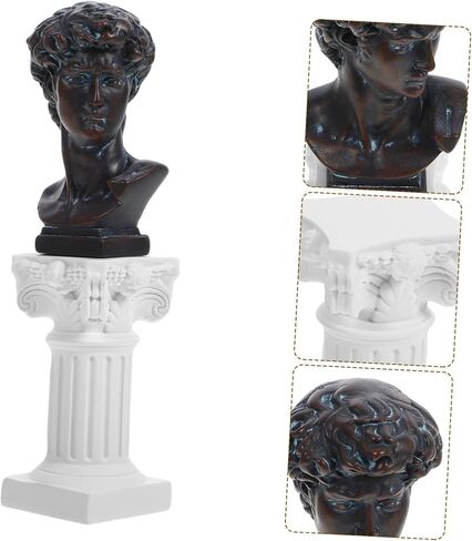 1Set Mini David Statue Resin Sculpture Classic Roman Bust Figurine for Home Decor Desktop Ornament Dining Room Table Decor Greek David Sculpture in Saudi Arabia