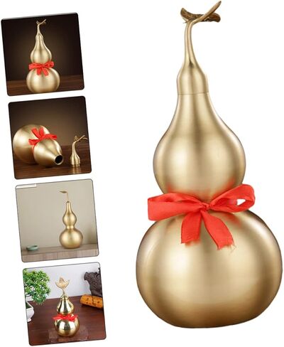 Brass Gourd Statue Chinese Style Gourd Figurine for Home Decoration Wealth and Luck Ornament Vintage Brass Gourd Decor Housewarming in Saudi Arabia