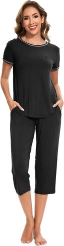 GYS Bamboo Viscose Women's Pajama Set, 2 Piece Lounge Short Sleeve Capris Pjs in Saudi Arabia