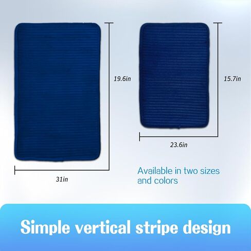 Jenen Jnzen Memory Foam Bath Mat - Ultra Absorbent Quick-Dry Bathroom Rug, Non-Slip Backing, Soft Machine Washable Bath Mat for Shower Tub, Modern Design (Navy Blue, 15.7in X 23.6in) in Saudi Arabia