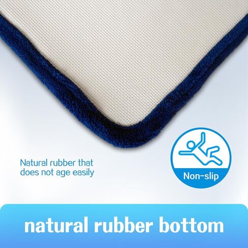 Jenen Jnzen Memory Foam Bath Mat - Ultra Absorbent Quick-Dry Bathroom Rug, Non-Slip Backing, Soft Machine Washable Bath Mat for Shower Tub, Modern Design (Navy Blue, 15.7in X 23.6in) in Saudi Arabia