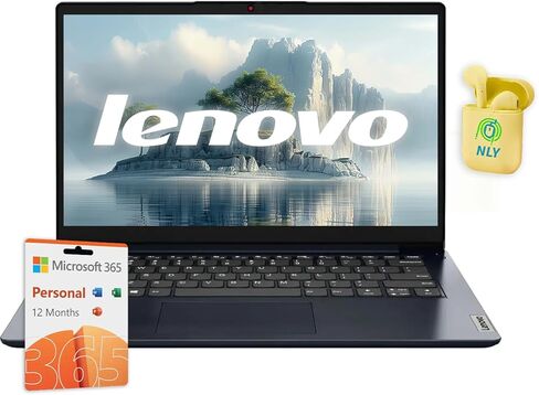 Lenovo Ideapad 14 "كمبيوتر محمول للأعمال والطالب ، ذاكرة الوصول العشوائي 4 جيجا بايت ، 1 تيرابايت SSD + 128GB EMMC ، معالج Intel المزدوج ، الإضاءة الخلفية LED ، AI Copilot ، 1 سنة Office 365 ، Windows 11 Pro ، Abyss Blue in Kuwait