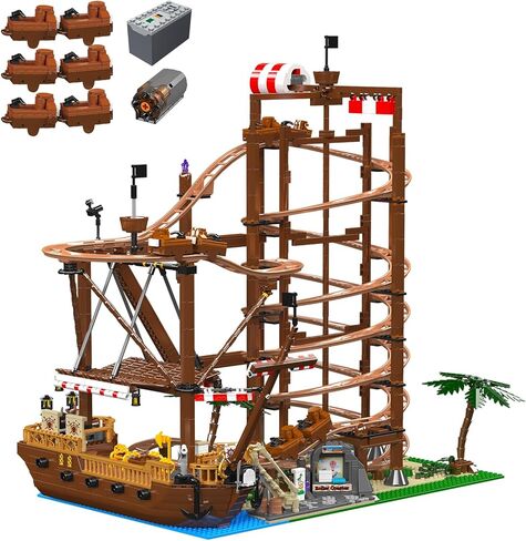 بلبنات البناء الأسطوانة مجموعة القطار. Amusement Park Funfair Track Construction Toys for Teen Boys Son ، أحفاد الأحفاد ، عشاق Block. أدوات التحكم في السيارات ، هدايا عيد ميلاد عيد الميلاد-3464 قطعة in Kuwait