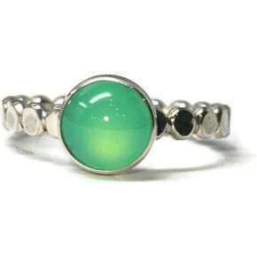Salish Sea Inspirations 8mm Chrysoprase Beaded Band Ring in Kuwait