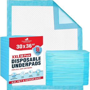 Super Absorbent Disposable Bed Pads 30"x36" (50 Count) – Leakproof Underpads for Adults, Incontinence, Baby Changing & Puppy Pee Pads – Quick Dry, Waterproof, Dog Training & Bed Protection in Saudi Arabia
