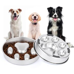 Slow Feeder Dog Bowls Stainless Steel Dog Bowls with Non-Slip Rubber Base Metal Large Capacity Slow Feed Dog Bowl for Small Medium Size Dogs Large Breed in Kuwait