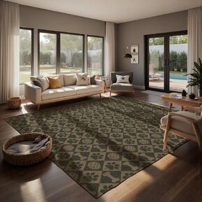 سجادة منطقة الزهور بوهو مقاس 8 × 10 - طراز ريفي شرقي جنوبي غربي مع أنماط مستوحاة من الأزتيك، سجادة ناعمة قابلة للغسل في الغسالة وغير قابلة للانزلاق، سجادة بلون الصدأ العتيق لغرفة المعيشة وغرفة النوم وغرفة الطعام. in Kuwait