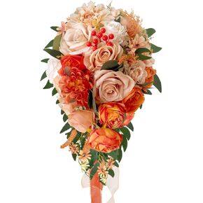 LCiclly 10 بوصة باقات الورد الأبيض للعروس الربيع الزفاف باقة الزفاف المتتالية العاج الأبيض حكيم الأخضر الاصطناعي زهرة الحرير الشتاء بوهو ريفي حفل الذكرى ديكور إرم باقة in Kuwait