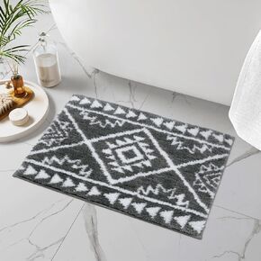 Uphome Boho Bathroom Rugs Black Tribal Bath Mat Western Non-Slip Absorbent Bath Rug Plush Soft Farmhouse Geometric Bathroom Floor Mat for Shower Toilet Tub, 18x26 inch in Kuwait