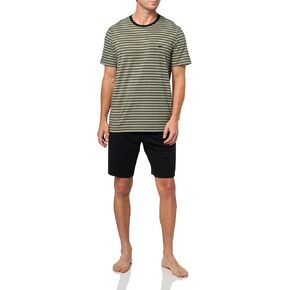 Emporio Armani Men's Yarn Dyed Stripe Stretch Cotton Pajama Short and Tee Set in Kuwait