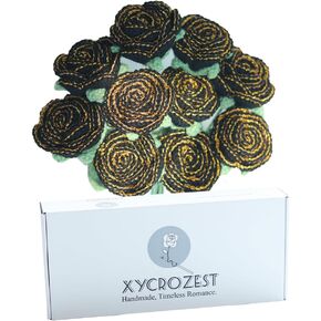 XYCroZest Crochet Roses, Crochet Flowers, Handmade DIY Crochet Flowers Bouquet for Home Decor, Weddings, Birthdays, Patries, Gift for Her, Lover, Girl Friend, Family, Friends (10pcs,Burgundy) in Saudi Arabia