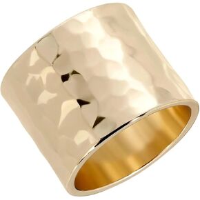 eklexic 15.8mm Hammered Cigar Band Rings For Women | 14k Gold Or Silver Plated Engagement Rings | Brass Base Non Tarnish Rings | Women Thumb Rings Comfort Fit Size 5 To 10 in Saudi Arabia