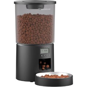Automatic Cat Feeder Flexible Schedule Timer,6 Meals/Day,1-12 Portions/Meal,Dual Power Auto Feeder Dry Food Dispenser with Voice Record,for Cats & Small Dogs (Black,3.6L Basic Bowl) in Kuwait