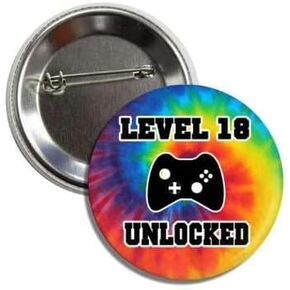 Level 18 Unlocked Gaming Button Pin, 18th Birthday, 2.25 Inches Badge in Saudi Arabia
