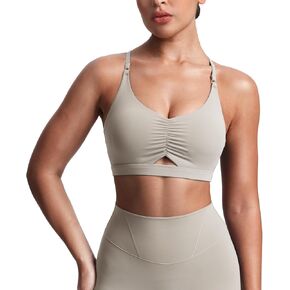 Aoxjox Women's Workout Sports Bras Cross Back Fitness Athletic Velura Ruched Bra PlushFlex™ Yoga Crop Tank in Kuwait