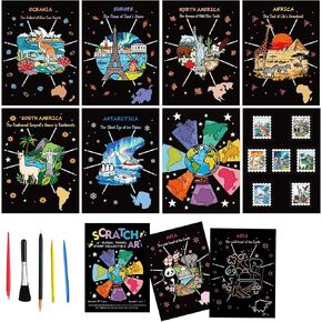 Scratch Art Bookmarks 24 Sheet Making Kit Paper with Scratching Tools Christmas Stocking Stuffers DIY Party Favors Bulk in Kuwait