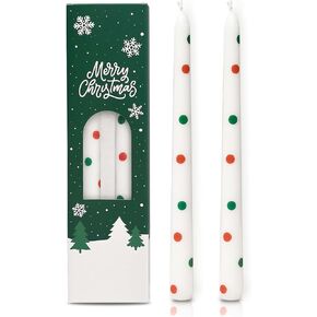 2 Pack Christmas Taper Candles, 10 Inch Unscented Candlesticks with Santa and Sleigh for Holiday Table Centerpiece, Fireplace Mantel, Advent Wreaths, Winter Weddings, Seasonal Home Decor in Saudi Arabia