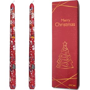 Topsics Christmas Taper Candles, 10 Inch Red Tall Candle Set of 2, Snowman,Elk,Christmas Tree Patterns, Dinner Table Decorations Christmas Party Decor in Saudi Arabia