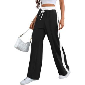 Wide Leg Sweatpants Women High Waisted Baggy Sweat Pants Active Striped Track Pants with Pockets in Saudi Arabia
