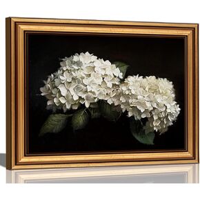 Vintage Gold Framed Hydrangea Canvas Wall Art White Flowers Painting Picture Wall Decor Still Hydrangea Print Artwork for Living Room Bedroom Farmhouse Bathroom Home Decoration 9x11in in Saudi Arabia