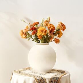 Sandstone Large White Ceramic Vase, 9.8-Inch Matte White Rounded Design for Easy Arranging, Farmhouse & Minimalist Home Decor for Living Room, Mantel, Dining Table, Entryway, Bathroom, Weddings in Saudi Arabia