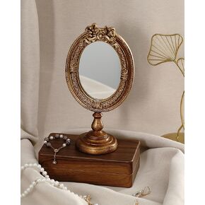 Wonderjune Vintage Vanity Mirror Aesthetic Desktop Baroque Mirror Elegant Decorative for Dressing Room Bedroom Gift for Christmas in Saudi Arabia
