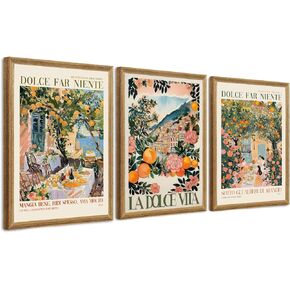 SYWENNOI 3 Pieces Wood Framed Italy Scenes Canvas Wall Art, Tuscan Wall Decor for Living Spaces, Vintage City Landscape Art Poster Prints for Bedroom Kitchen Dining Room Ready to Hang 12x16 inches in Saudi Arabia