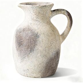 مزهرية ريفية من السيراميك من Magclay بمقبض، إبريق إبريق مزخرف، مزهرية من حجر الطين لتزيين غرفة المعيشة، ديكور منزلي عتيق، أسود in Kuwait