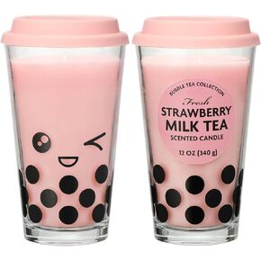 شمعة شاي بوبا، شمعة معطرة بزبدة الفانيليا والسكر، هدايا لمحبي بوبا، شموع فقاعية، هدايا طعام مضحكة لعيد الحب وعيد الميلاد للنساء ومحبي الشاي بالحليب، 12oz in Kuwait