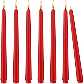 Decorative Taper Candles 10 Inch Pack of 7, Red Dripless Smokeless Candles, Unscented for Candle Holders and Home Decor, Christmas, Meditation, Patio, Table Decorations in Saudi Arabia