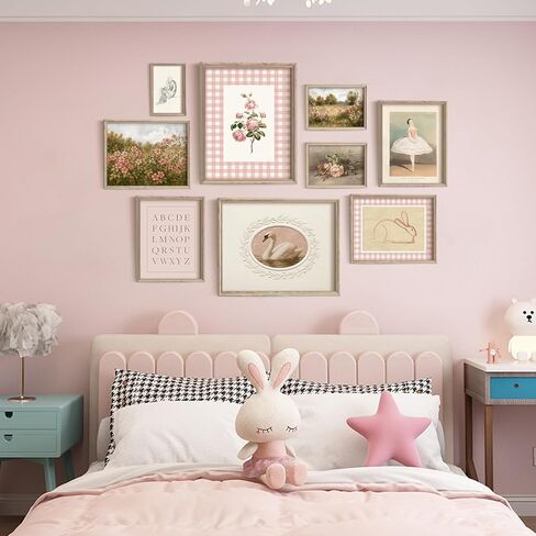Vodefoad الوردي الحضانة جدار الفن مجموعة الرجعية طفلة الحضانة جدار ديكور لطيف غرفة الأطفال ديكور بجعة أرنب المناظر الطبيعية قماش اللوحة خمر الفتيات معرض الفن العتيقة الوردي الحضانة ملصق لغرفة نوم الأطفال، ديكور غرفة الحضانة- غير المؤطرة in Kuwait