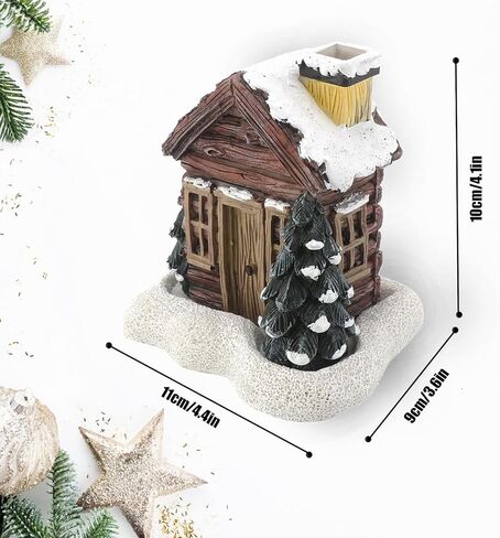 Lovely Log Cabin Incense Burner, Mini Snowy Winter Chimney Cottage with 20 Handmade Cones, Ash Catcher for Home Decor, Aromatherapy Decor, Meditation and Yoga Space, Zen Aromatherapy Gift in Saudi Arabia