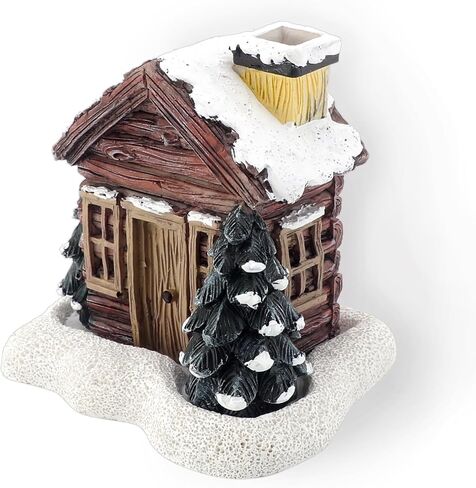 Lovely Log Cabin Incense Burner, Mini Snowy Winter Chimney Cottage with 20 Handmade Cones, Ash Catcher for Home Decor, Aromatherapy Decor, Meditation and Yoga Space, Zen Aromatherapy Gift in Saudi Arabia