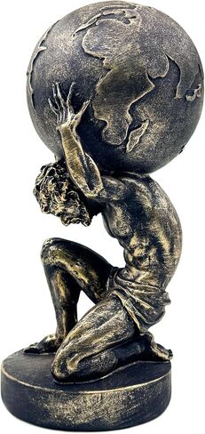 10.5 Inch Bronze Greek Atlas Holding World Statue Sculpture Figurine Home Office Living Room Desktop Display Decor Decorative Decoration in Saudi Arabia