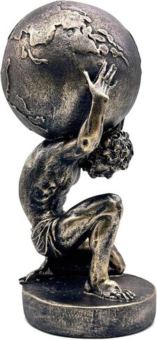 10.5 Inch Bronze Greek Atlas Holding World Statue Sculpture Figurine Home Office Living Room Desktop Display Decor Decorative Decoration in Saudi Arabia
