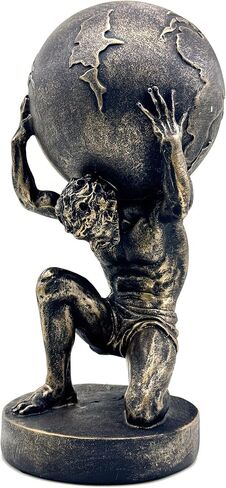 10.5 Inch Bronze Greek Atlas Holding World Statue Sculpture Figurine Home Office Living Room Desktop Display Decor Decorative Decoration in Saudi Arabia