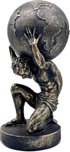10.5 Inch Bronze Greek Atlas Holding World Statue Sculpture Figurine Home Office Living Room Desktop Display Decor Decorative Decoration in Saudi Arabia