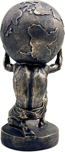 10.5 Inch Bronze Greek Atlas Holding World Statue Sculpture Figurine Home Office Living Room Desktop Display Decor Decorative Decoration in Saudi Arabia