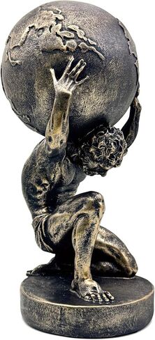 10.5 Inch Bronze Greek Atlas Holding World Statue Sculpture Figurine Home Office Living Room Desktop Display Decor Decorative Decoration in Saudi Arabia