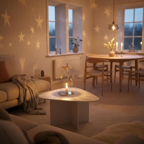 Garosa Candle Spinner Round Triangular Tray Rotating Candlestick Rotary Candle Holder Tea Light Romantic Revolving Spinning Candle Holder for Home Decoration Party Candlestick (Star) in Saudi Arabia