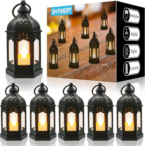 SHYMERY Mini Lantern, Western Party Decorations, 12 Pcs Western Themed Table Centerpieces, Cowboy Lantern Favors, Camping Decor Hanging Lamp for Halloween Christmas Wedding,4 Inch(Black) in Kuwait